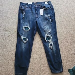Judy Blue Skinny fit 18W plaid patch jeans